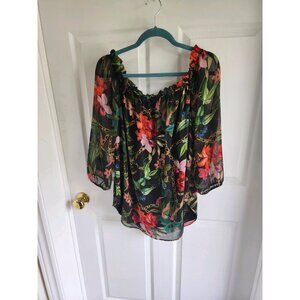 Frank Lyman Montreal Off the Shoulder Chiffon Glam Peasant Boho Blouse SZ16